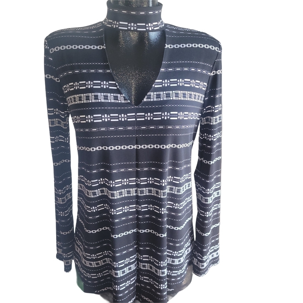 Joseph Ribkoff Black and White Patterned Long Sleeve Top 8